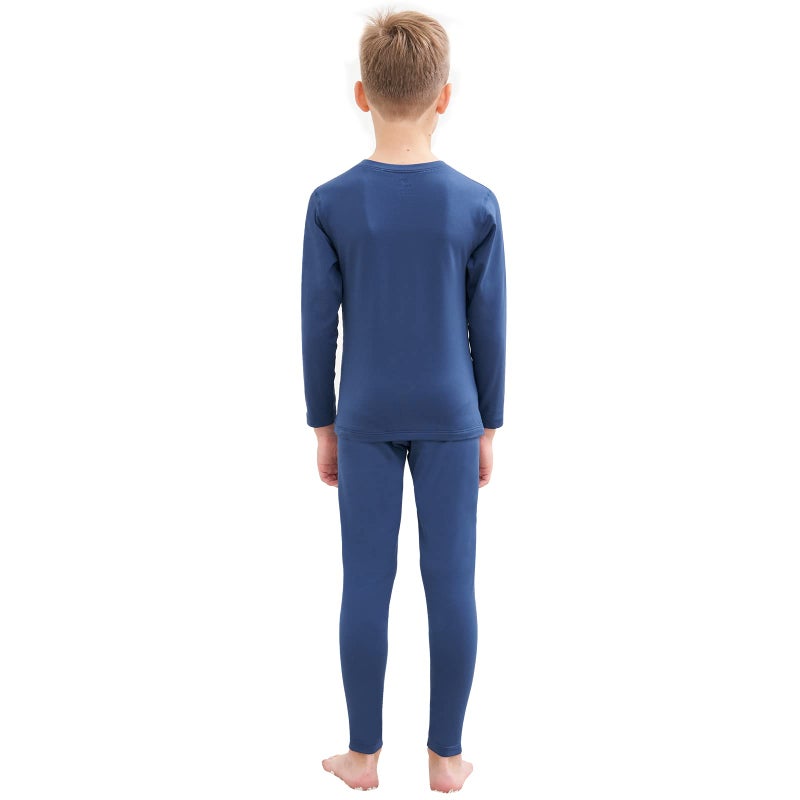 HEROBIKER Thermal Underwear Boys Ultra Soft Fleece Lined Kids Thermals Long Johns Top Bottom Warm Set for Winter Skiing Blue - Image 2